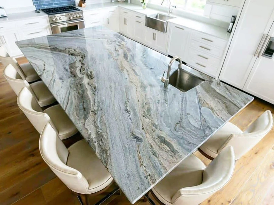 River Blue Marble Kitchen Countertop